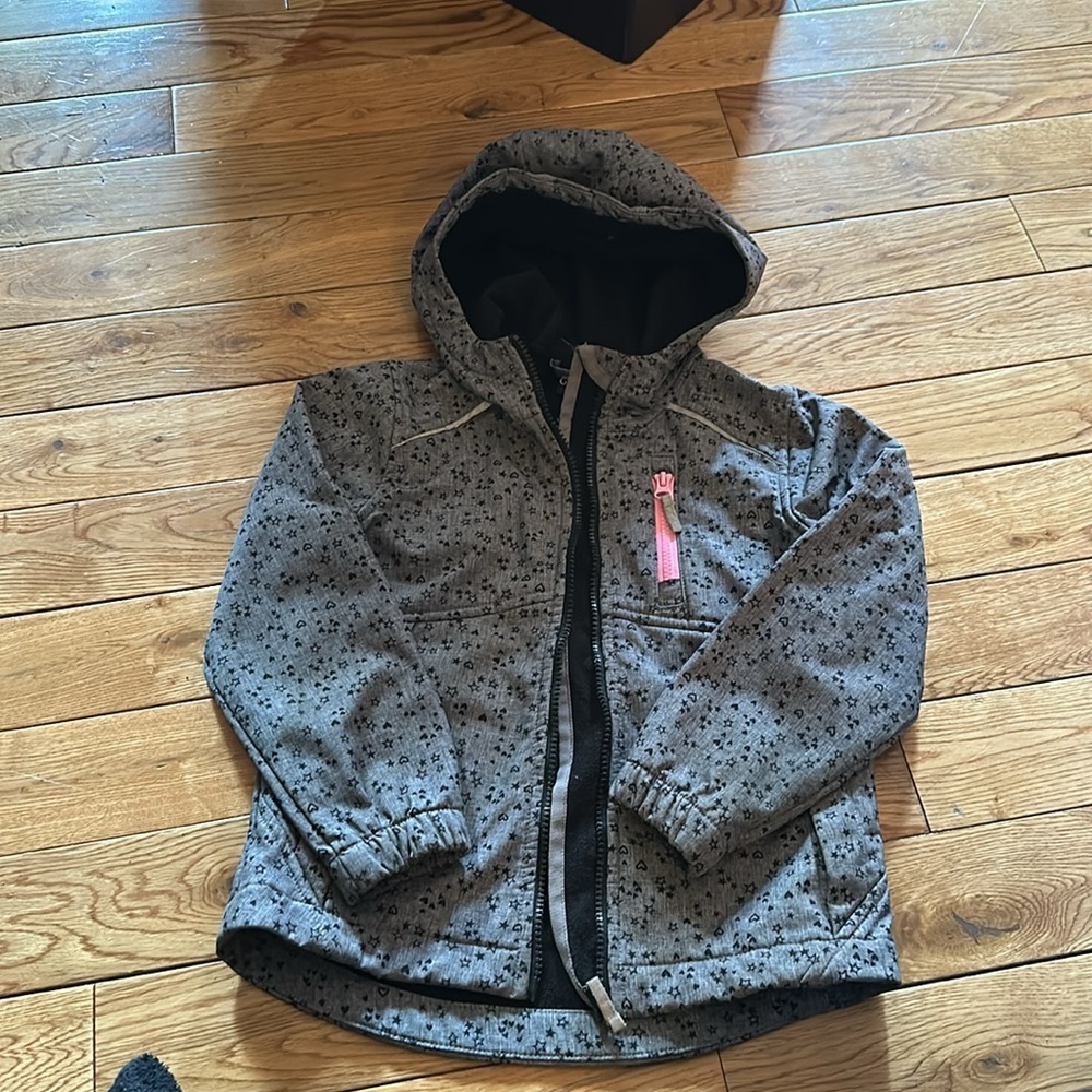 Gray Kids Hooded Jacket with Pink Accents - Picture 2 of 6